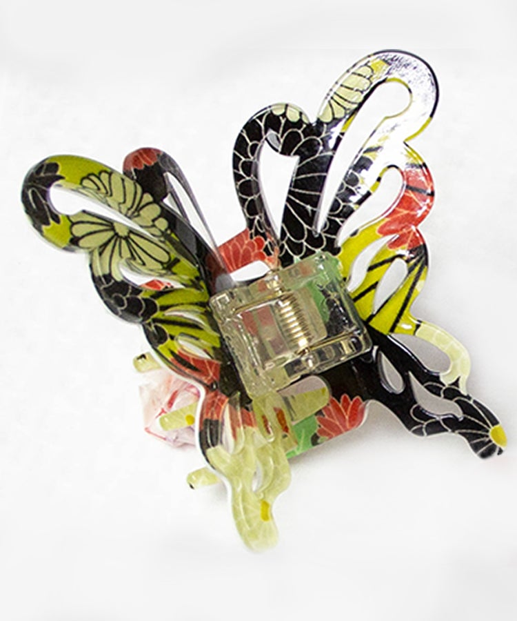 Black Butterfly Japanese Hair Clip, Close-up