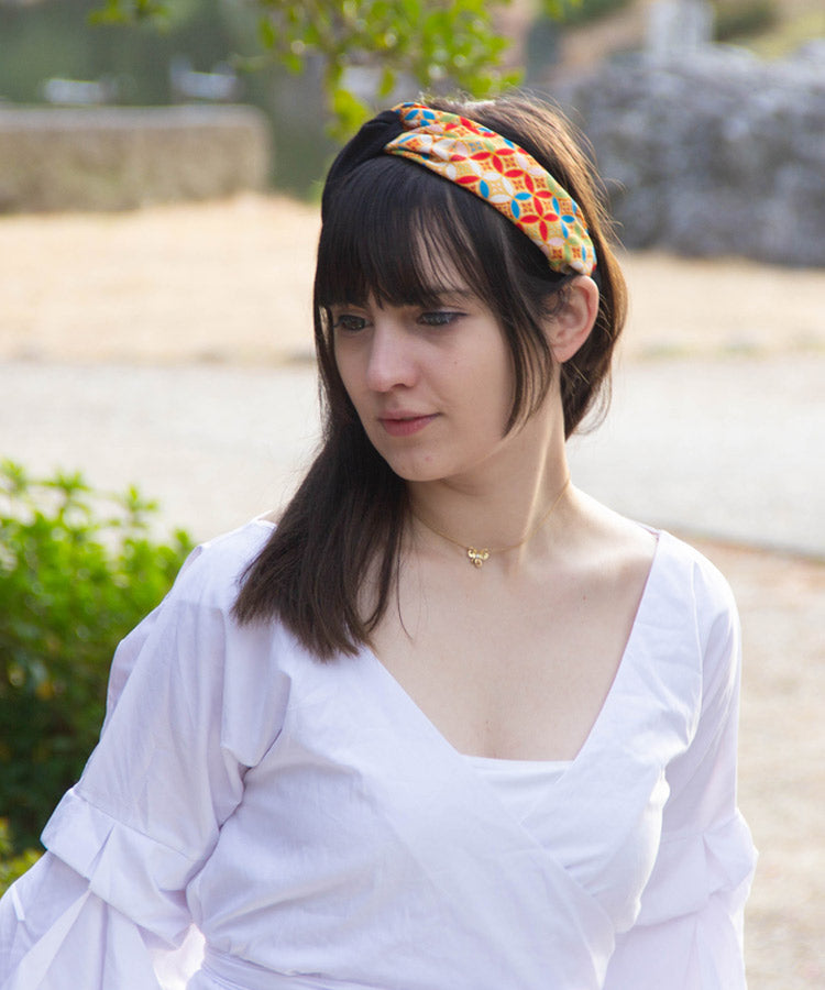 Shippo Pattern / Black & Gray Japanese Fabric Headband