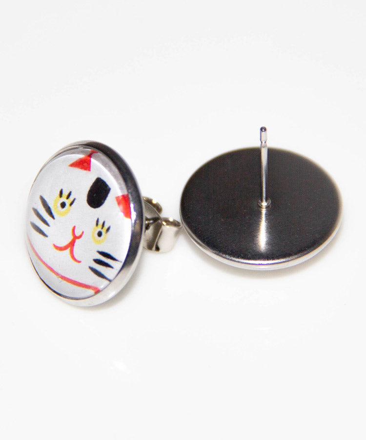 Lucky Cat Earrings / Hari Stained Glass Japanese Earrings