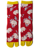 Red Peony Tabi Socks / High Quality Geta Tabi Socks