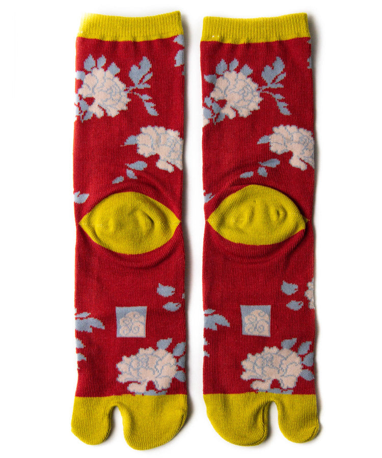 Red Peony Tabi Socks / High Quality Geta Tabi Socks