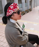Cherry Blossom Japanese Headband, Red, Side