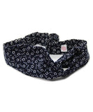 Indigo Blue Plum Blossom Print Cotton Japanese Headband 