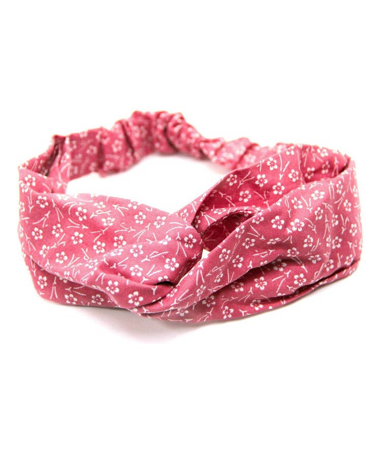 Pink Plum Blossom Print Japanese Fabric Headband / Cotton Fabric Head Band