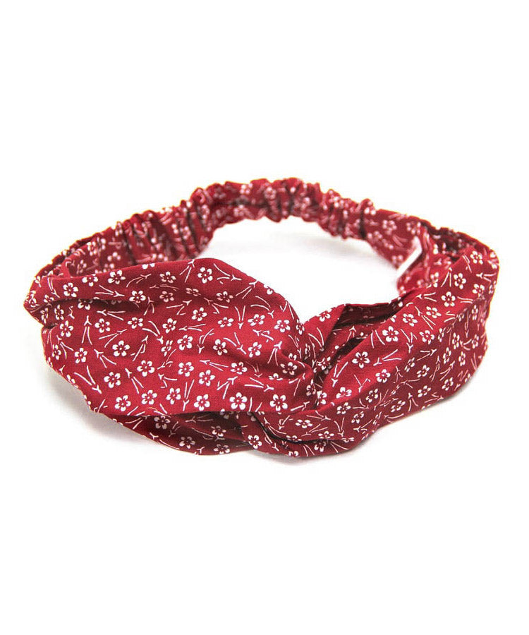 Red Plum Blossom Print Japanese Fabric Cotton Fabric HeadBand 