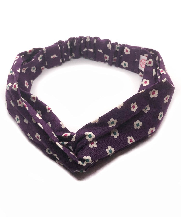 Pink Boho Japanese Fabric Headband / Snow Pellet Pattern