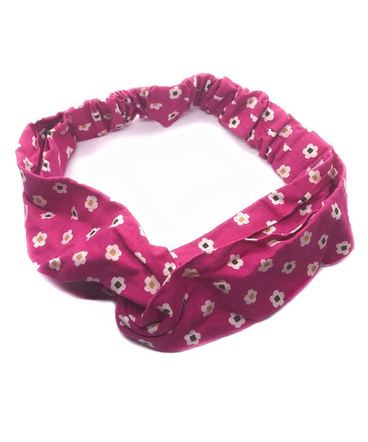  Pink Boho Japanese Fabric Headband / Snow Pellet Pattern