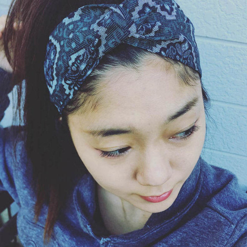 Green Vintage Kimono Headband / Unique Headband