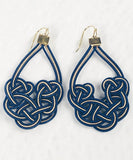 Beige & Blue Mizuhiki Japanese Earrings | Dangle Earrings