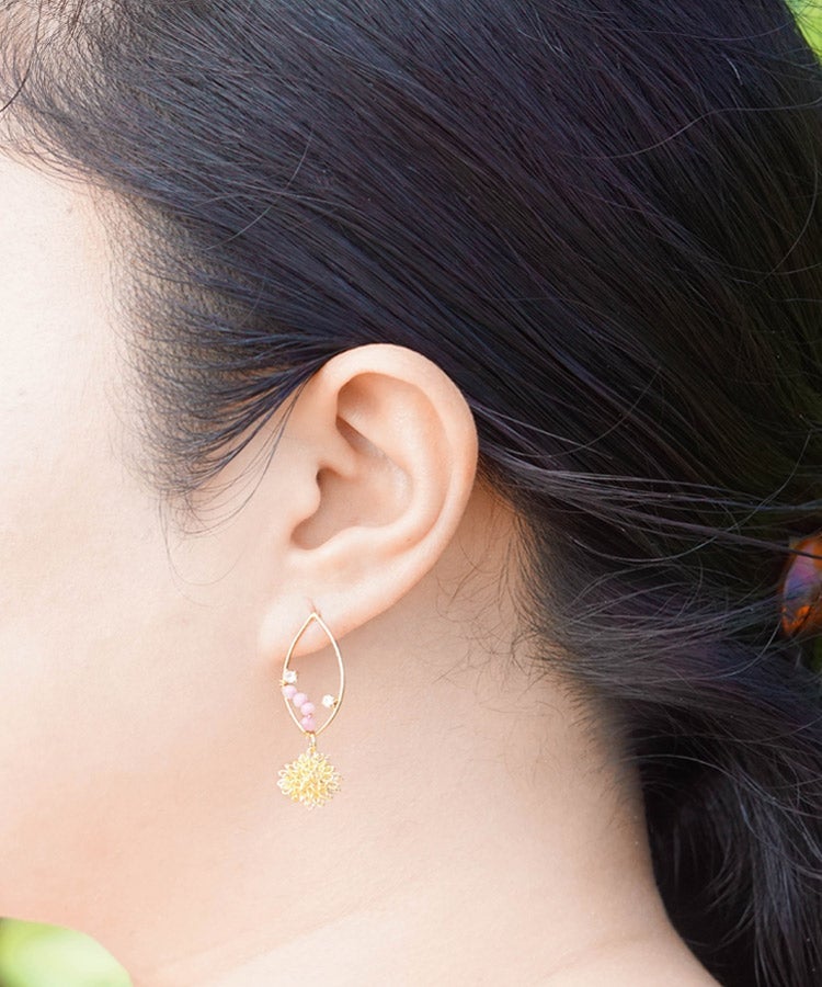 Turquoise Chrysanthemum Rhombus Japanese Earrings