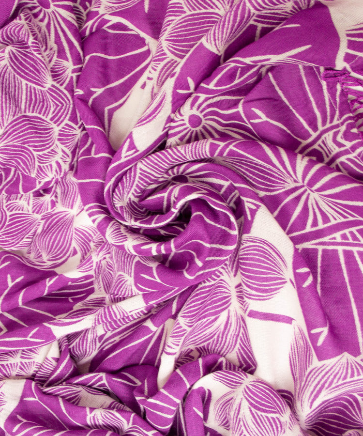 Purple Lotus Fringe Boho Kimono Cardigan