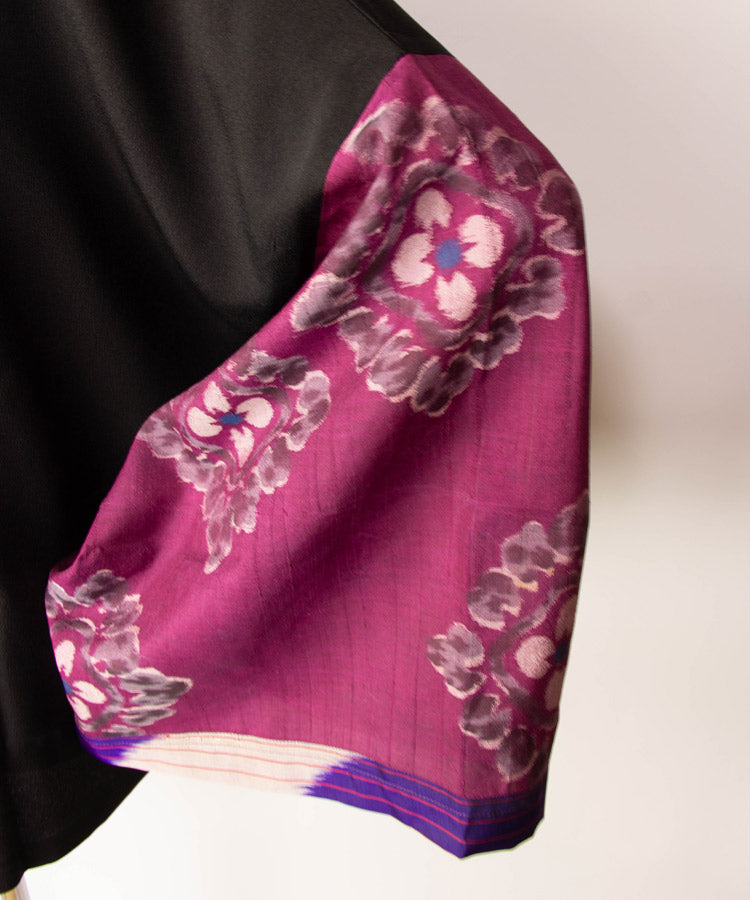 Sanmon Kurotome Meisen Long Sleeves Vintage Kimono Shirt