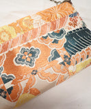 Yellow & Orange Vintage Kimono Obi Detachable Crossbody Bag / Floral Japanese Shoulder Bag