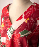 Red Floral Print Hakunarai Kimono Shirt