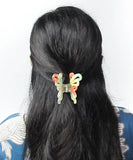 Butterfly Japanese Hair Clip, Yellow, Front Side