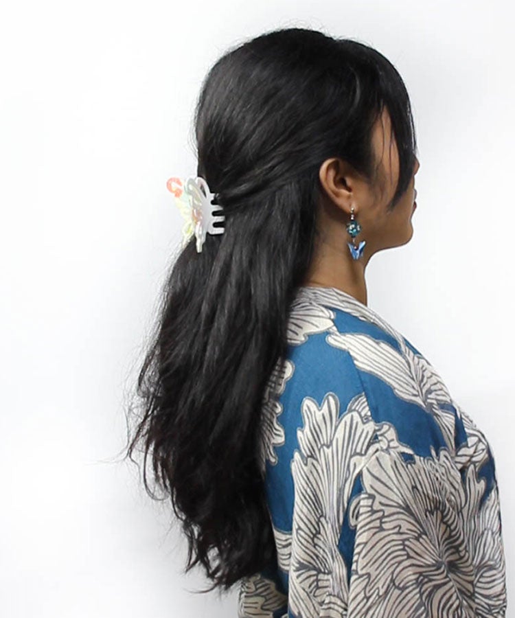 Yellow Butterfly Japanese Hair Clip, Side 