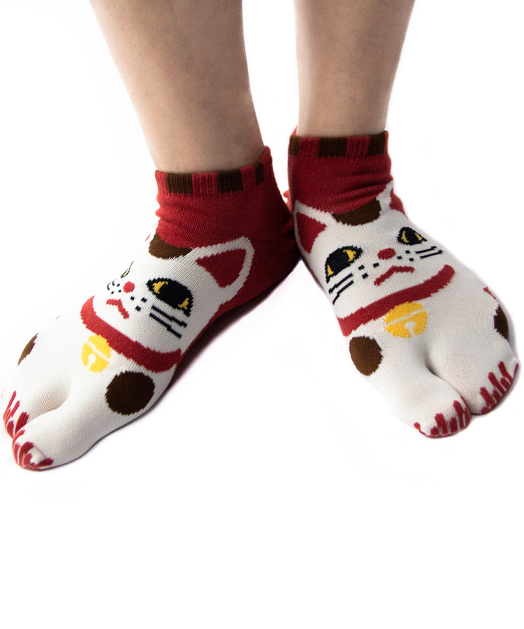 Manekineko Lucky Cat Ankle Tabi Socks  /  High Quality Geta Socks