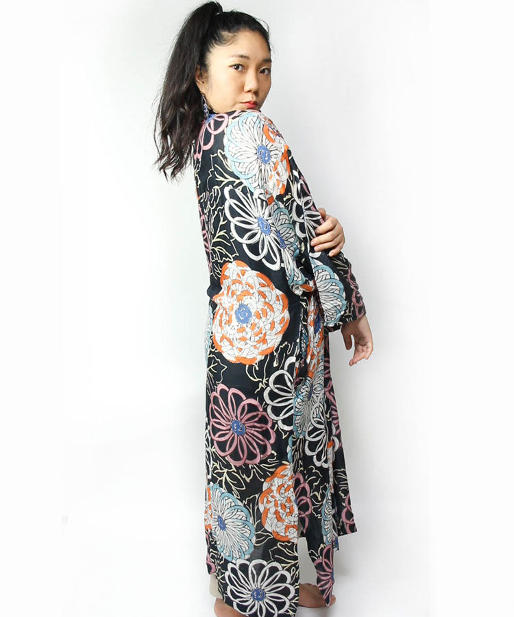 LuLaRoe Kimono Sheer Black/Floral Coverup, Cardigan Medium 