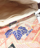 Vintage Kimono Obi Detachable Crossbody Bag  / Orange & Green Bird Japanese Shoulder Bag