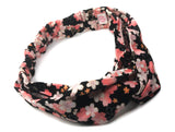 Black Sakura Print Japanese Headband / Cotton fabric Headband